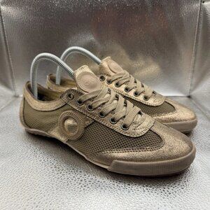 Size EU 38 Aro Joaneta Gold Metallic Womens Low Top Lace Up Sneaker Shoes
